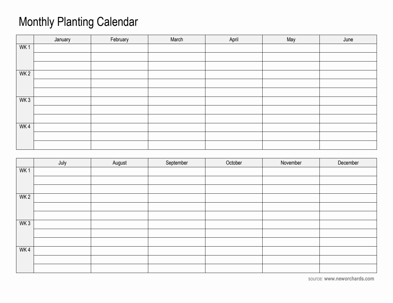 Free Monthly Planting Calendar Template in Word