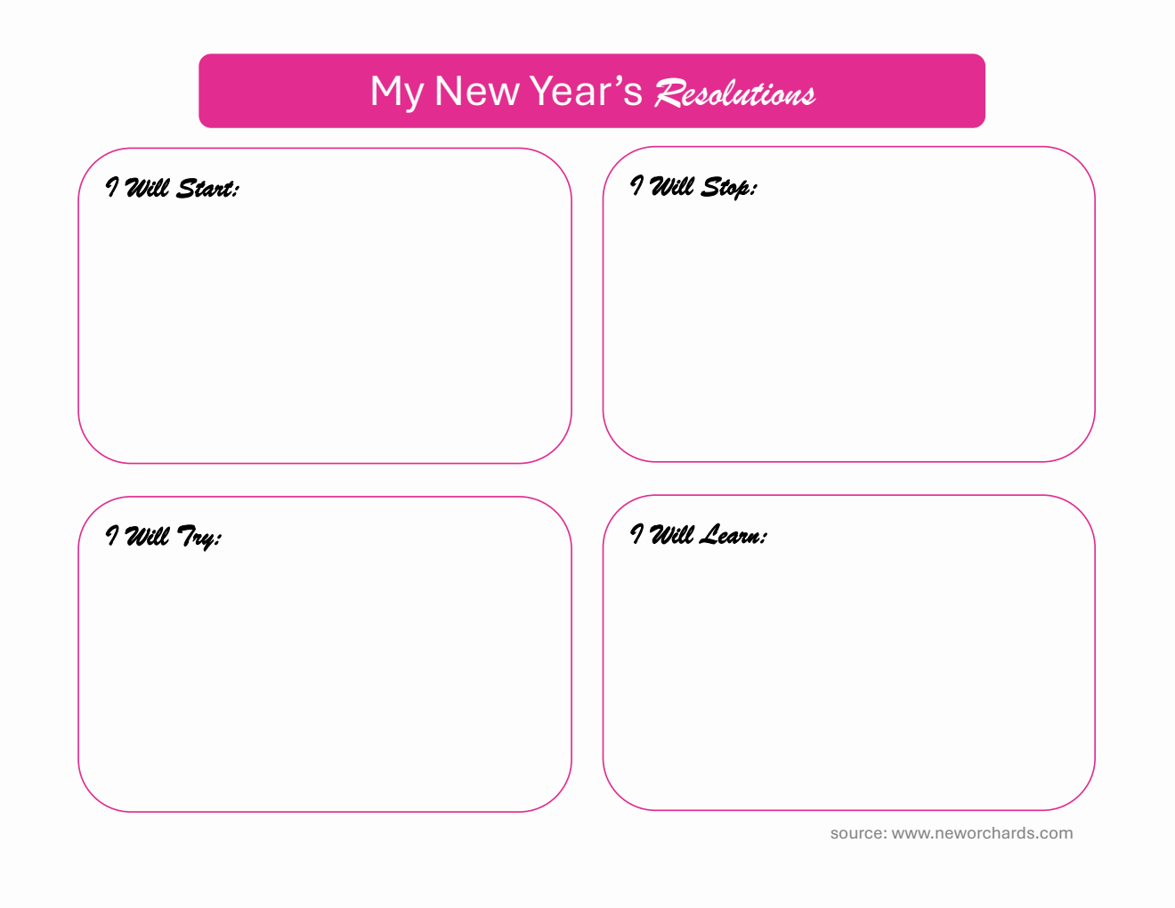 Landscape New Year Goals Template | Free Word Download