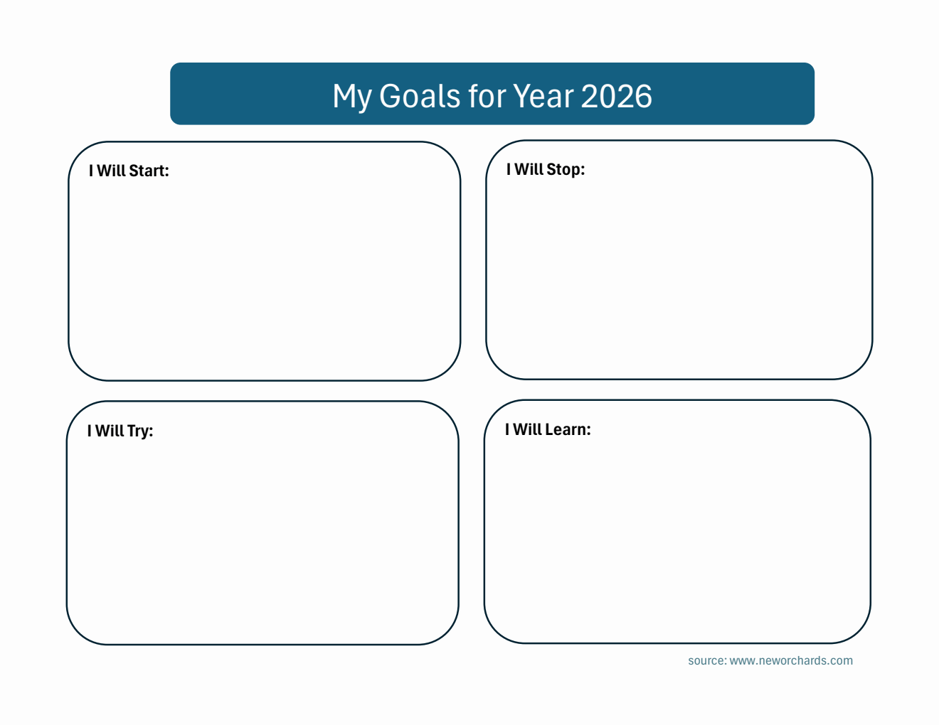 Editable New Year Goals Template | Free Excel Download