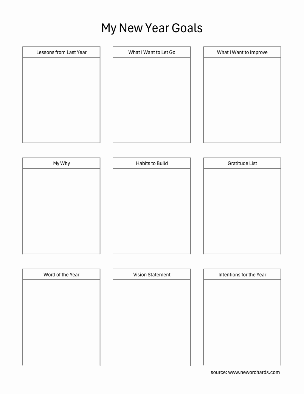 Free New Year Resolution Template in Excel (Printable)