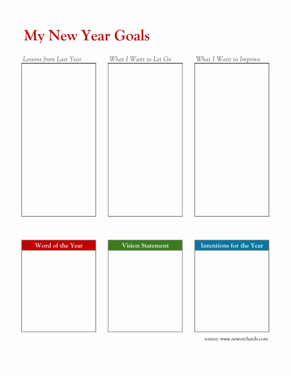 Free New Year Resolution Template in Excel (Simple)