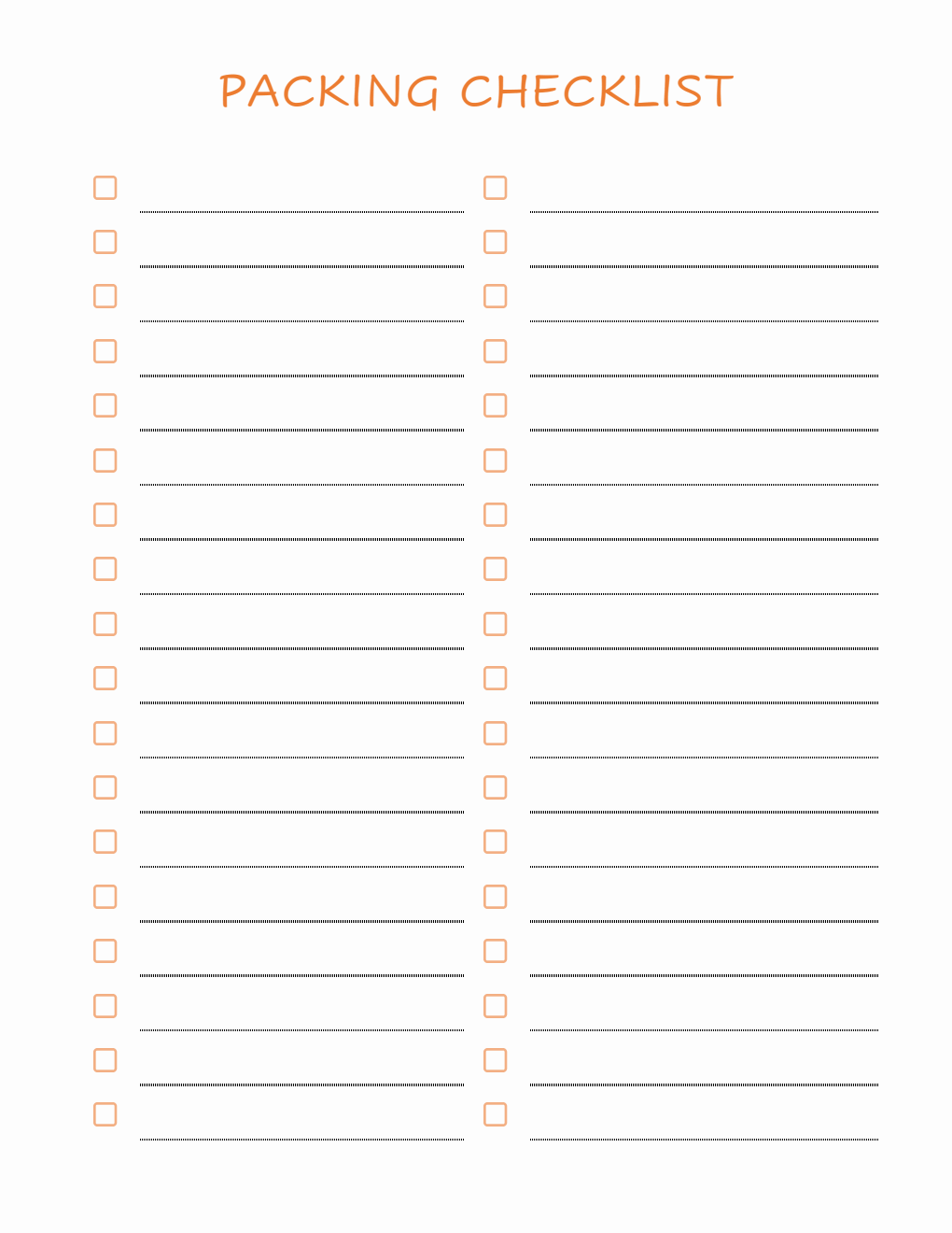  Packing Checklist Template (Excel)