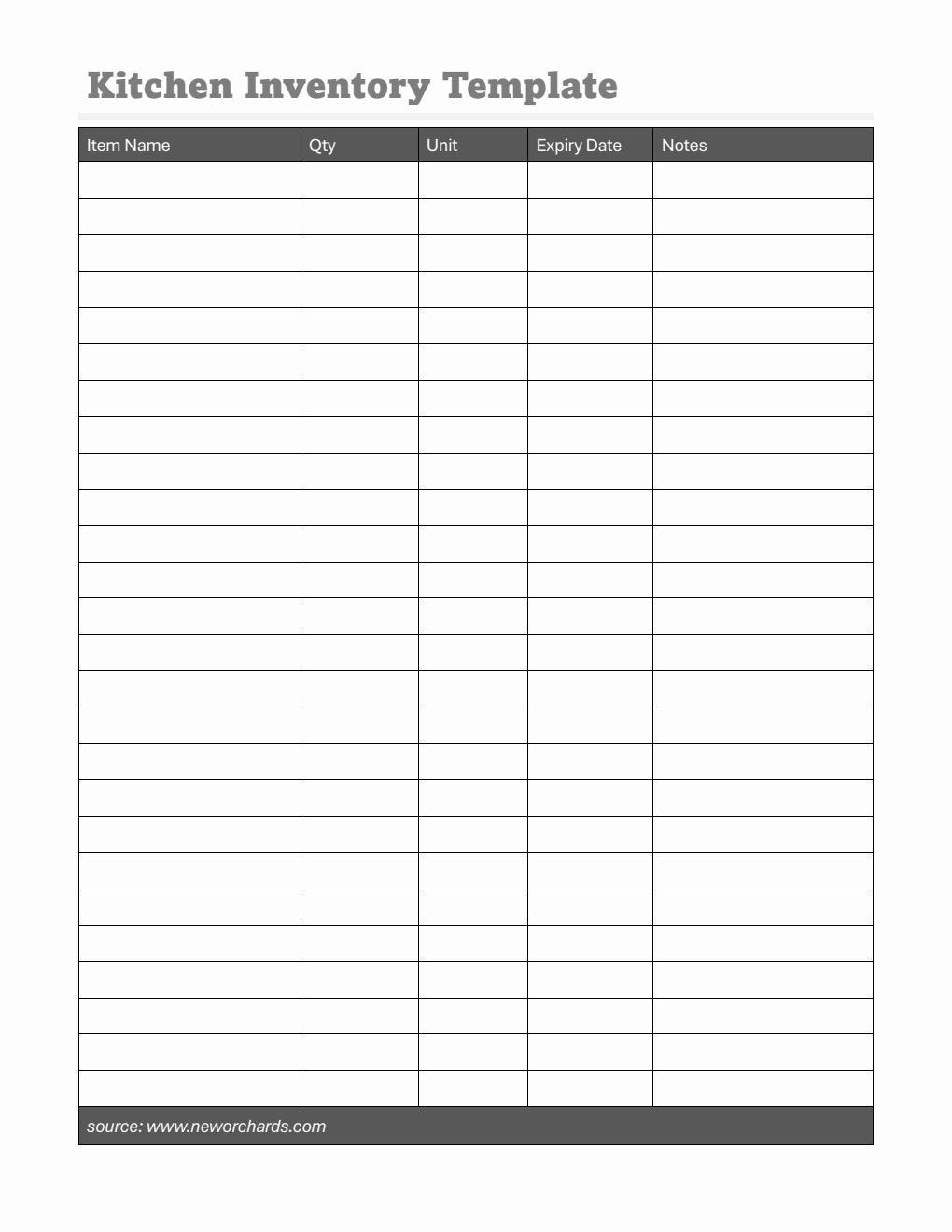 Simple Pantry Inventory Template in Word Format