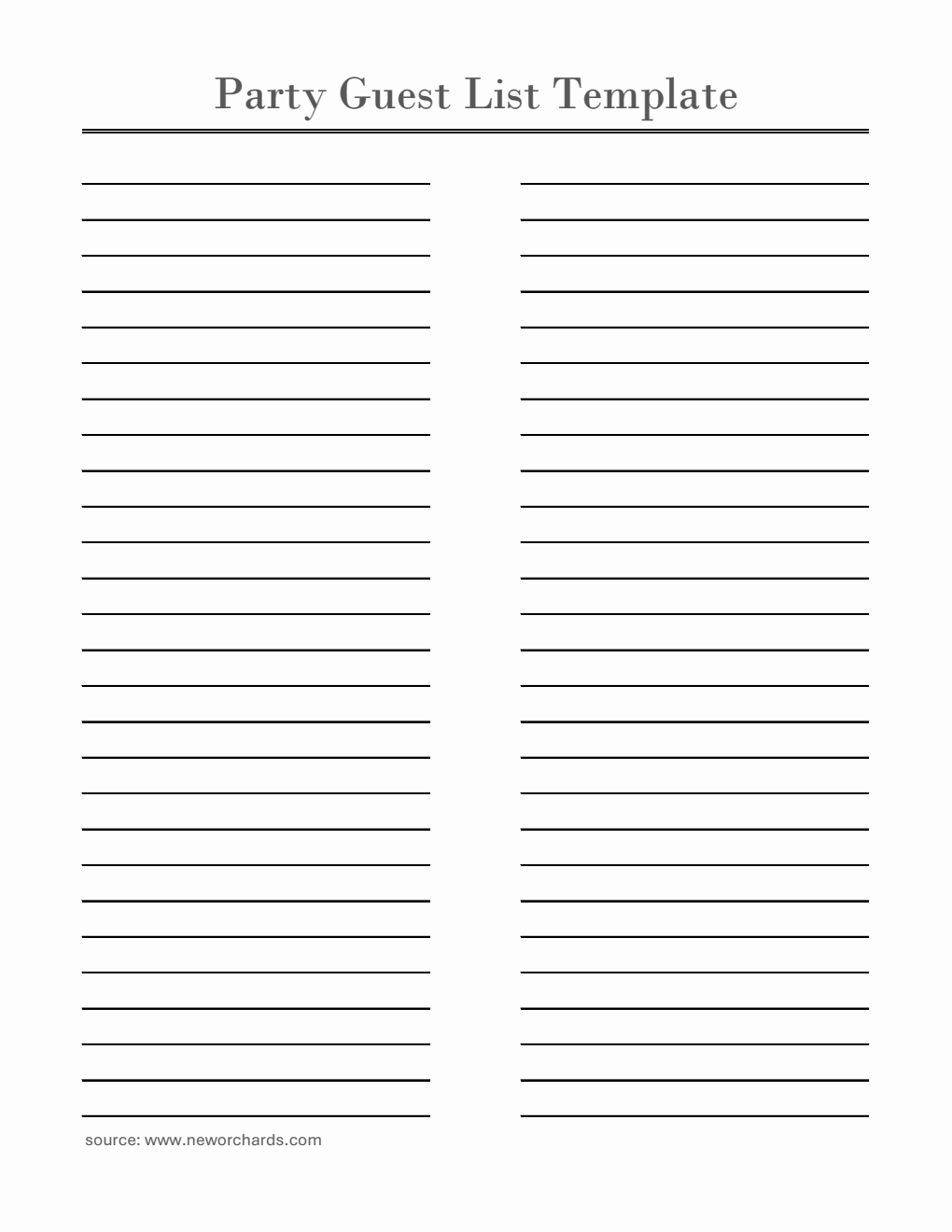 Blank Editable Party Guest List Template | Free Excel Download
