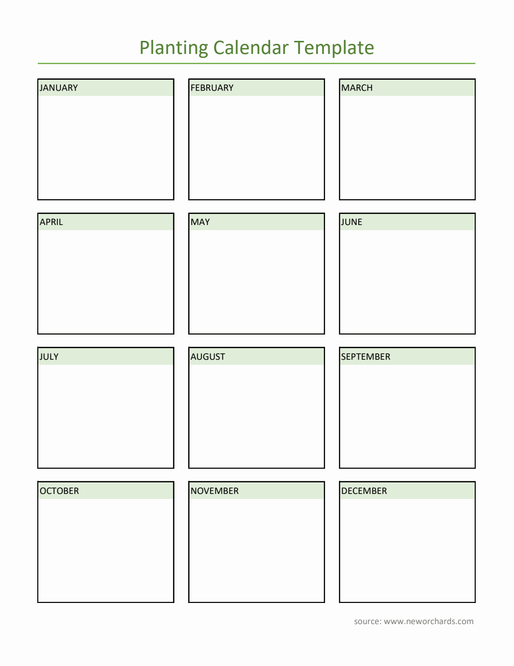 Free Editable Planting Calendar Template in Excel