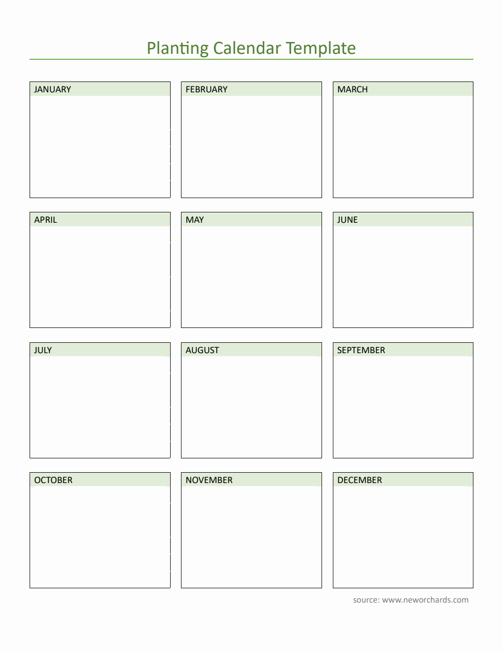 Free Editable Planting Calendar Template in Word