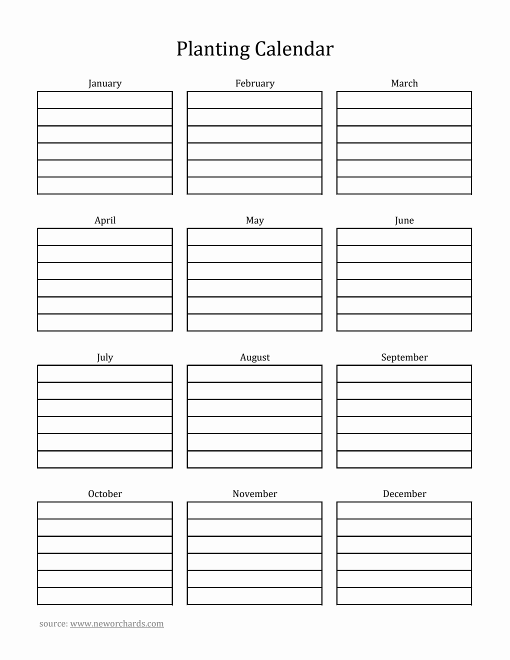 Free  Planting Calendar Template in Excel