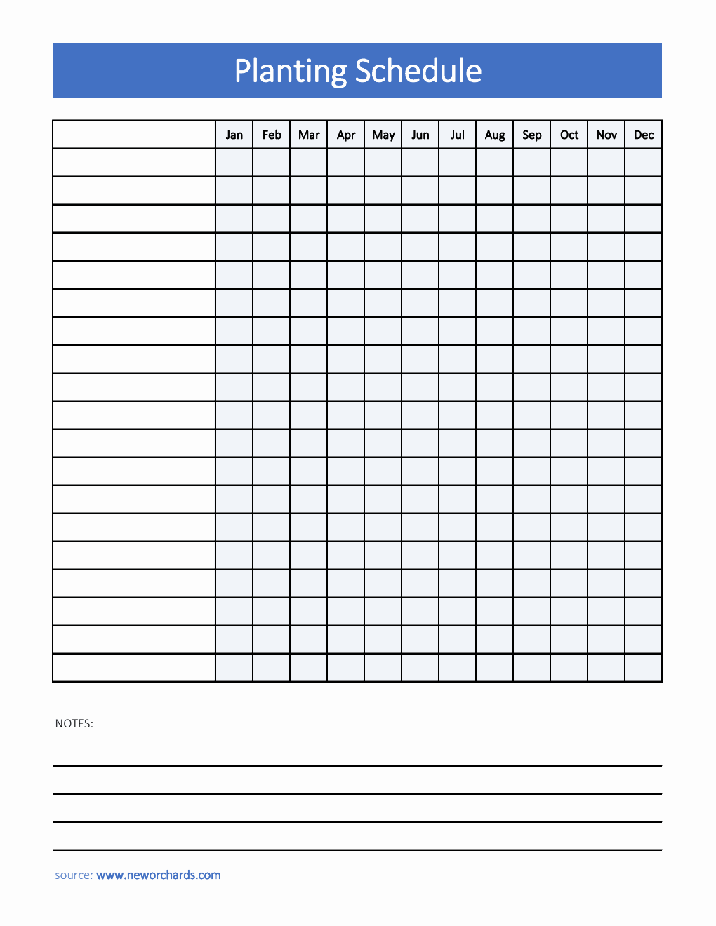 Free  Planting Schedule Template (Excel)
