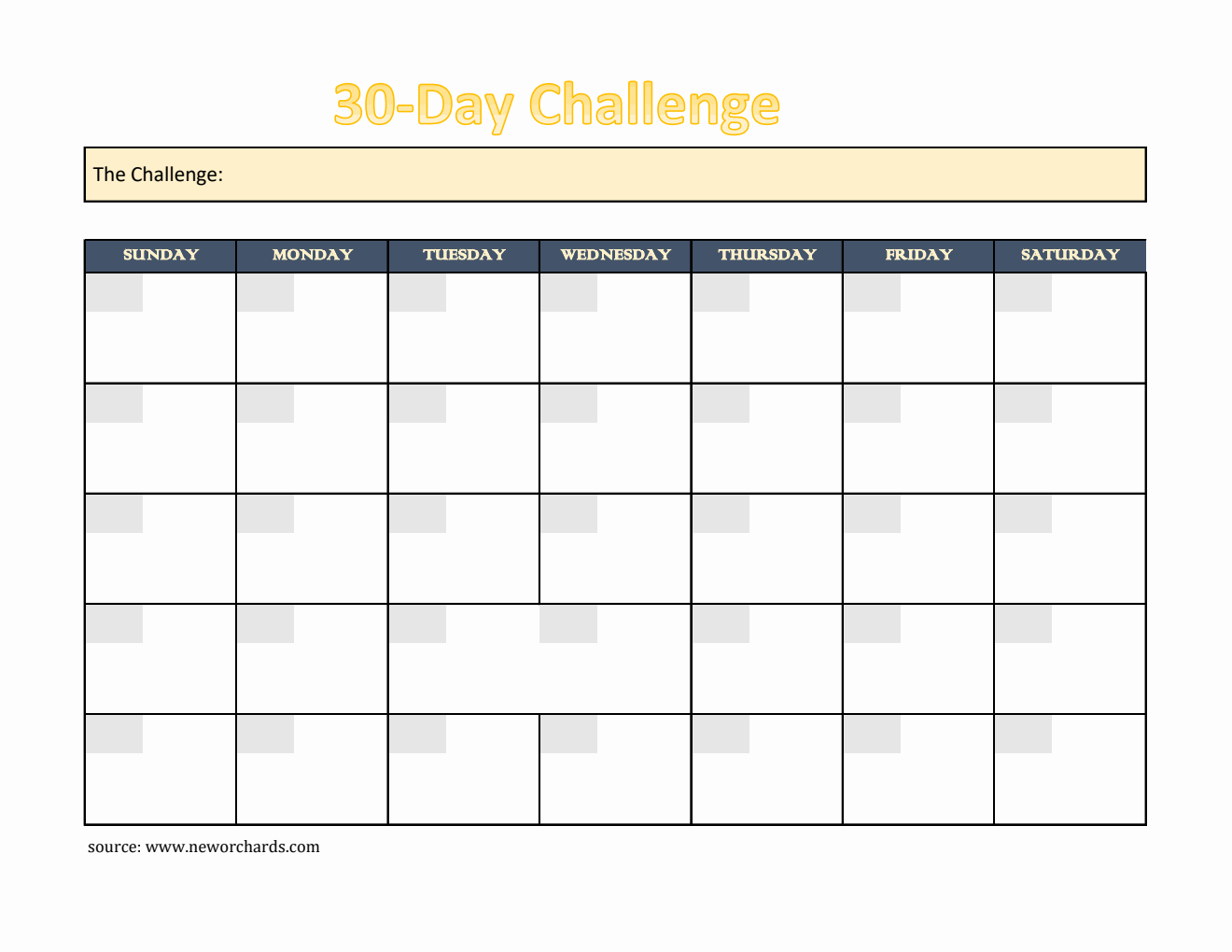 Simple 30-Day Challenge Template | Free to Download and Customize in Excel
