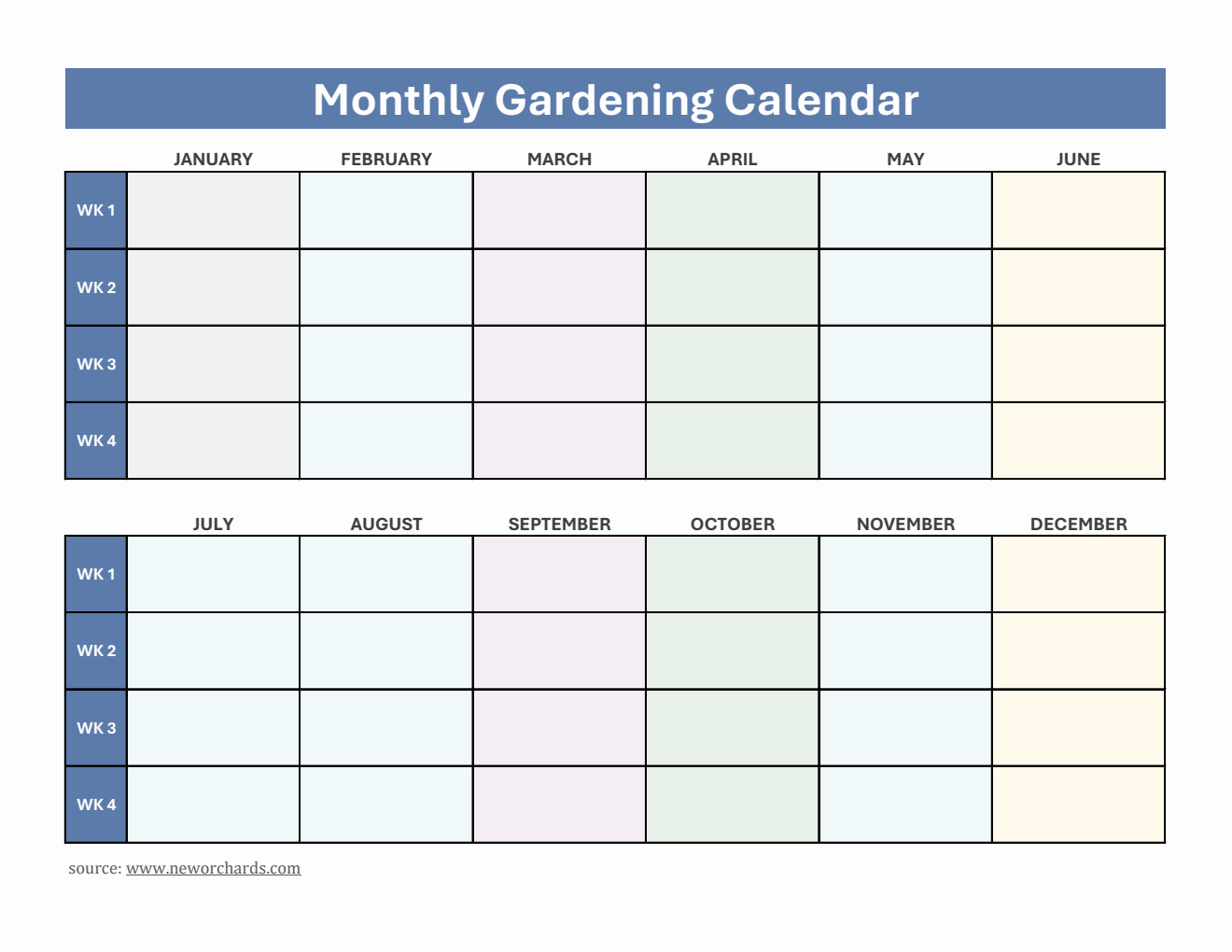 Monthly Planting Calendar in Excel | Blank, Printable, and 100% Customizable