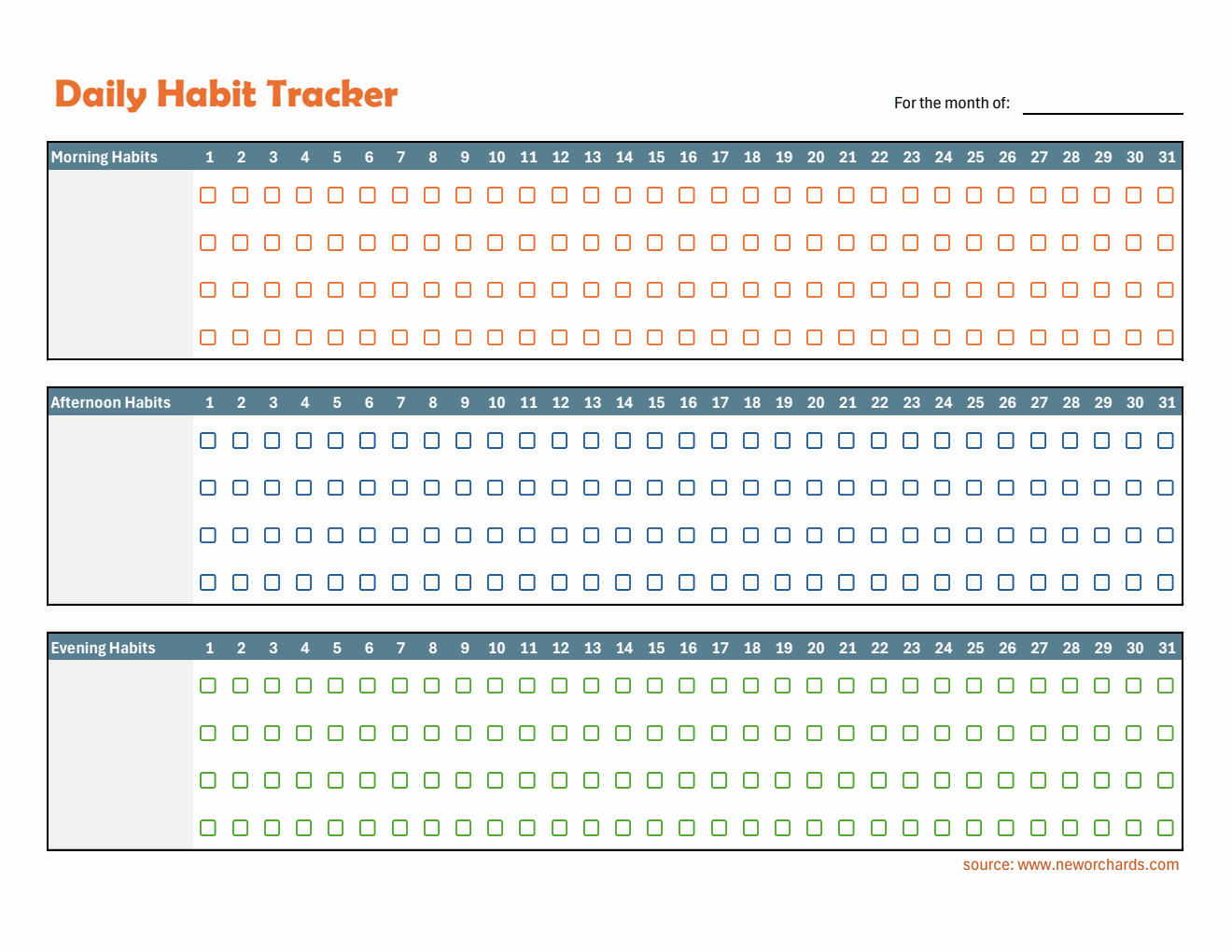 Customizable Habit Tracker - Track Morning, Afternoon & Evening Routines Daily (Excel Format)