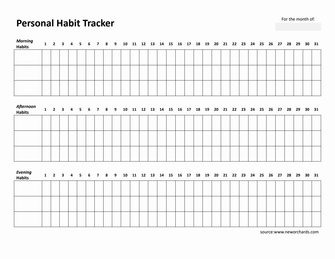  Habit Tracker - Track Morning, Afternoon & Evening Routines Daily (Word Format)