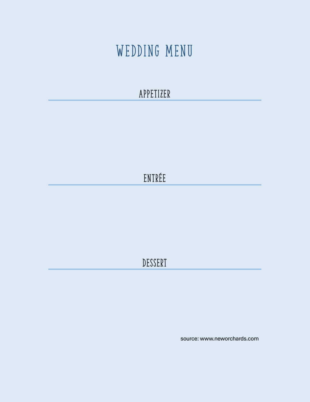 Free Editable Wedding Menu Template (PDF)