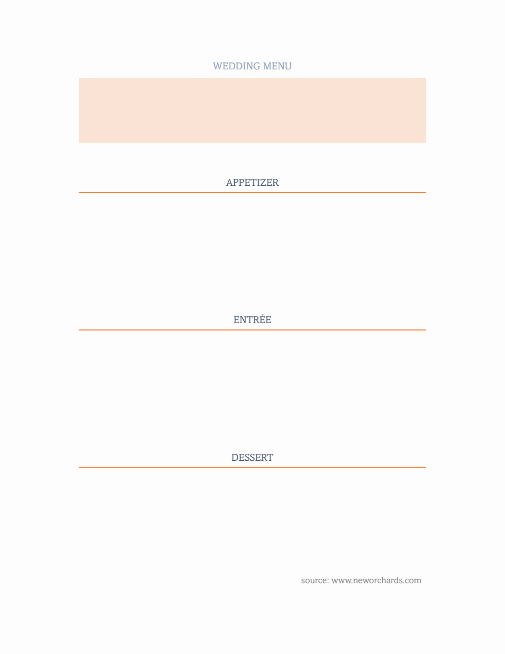 Free Printable Wedding Menu Template (PDF)