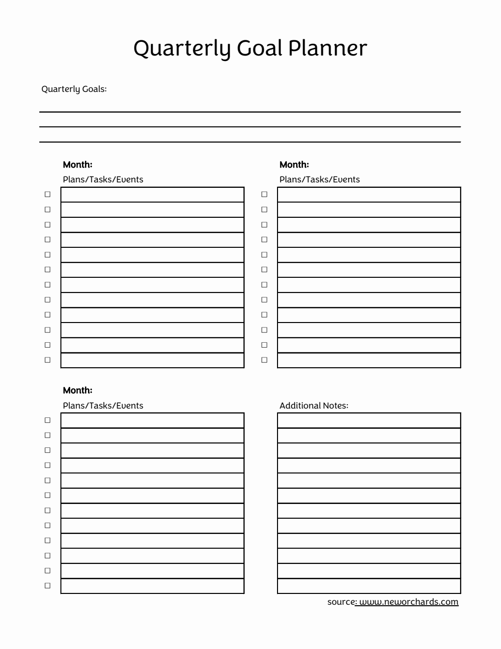 Free Printable Quarterly Goal Planner in Excel Format