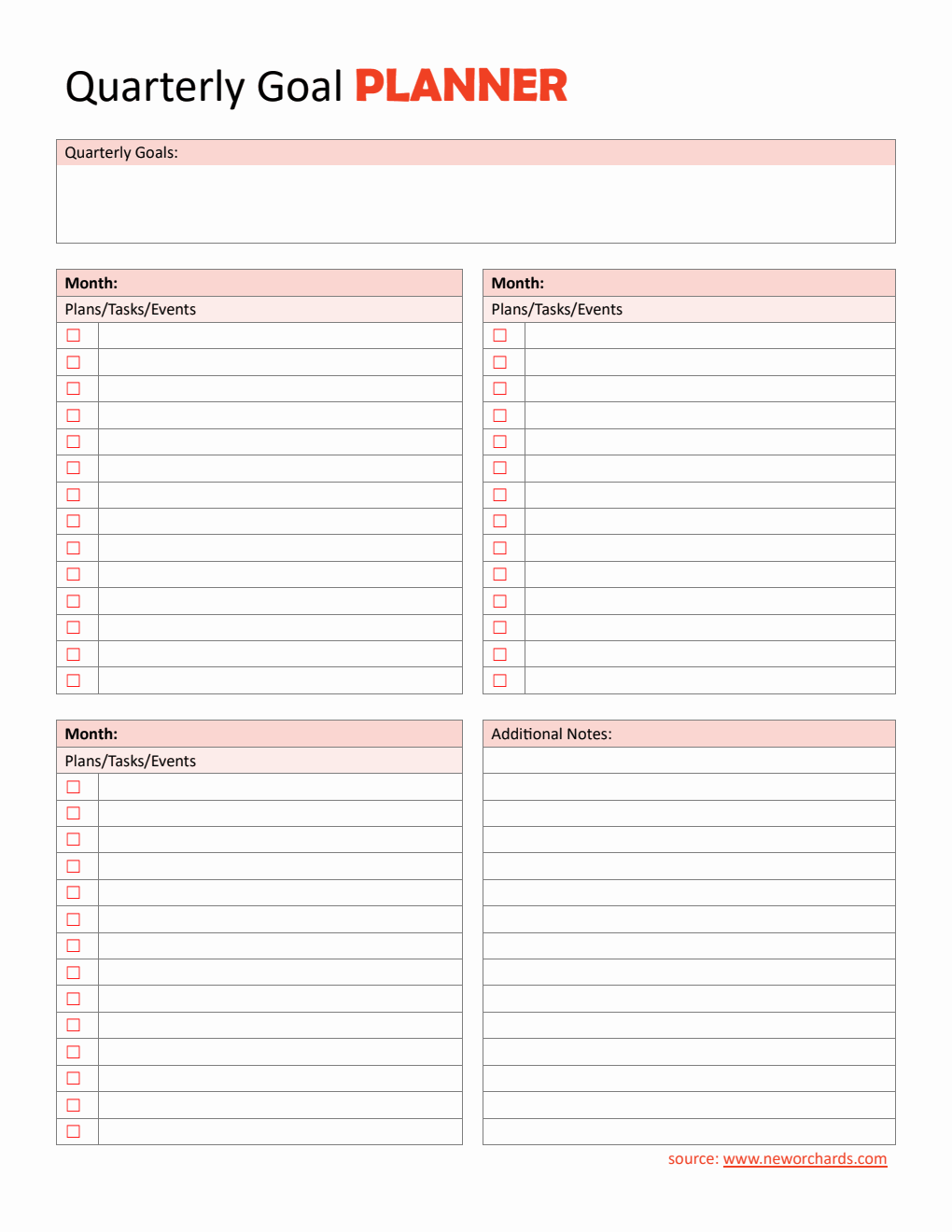Free Customizable Quarterly Goal Planner in PDF Format