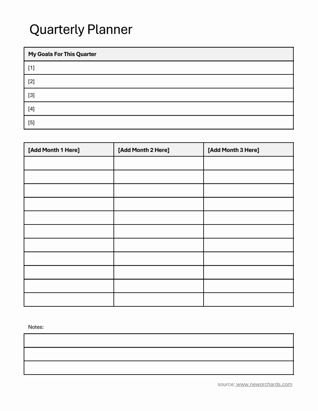 Free Excel Quarterly Planner (Simple)