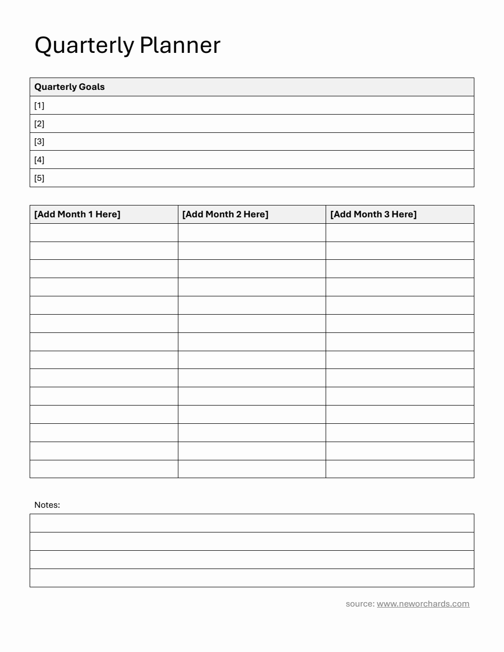 Free Word Quarterly Planner (Simple)
