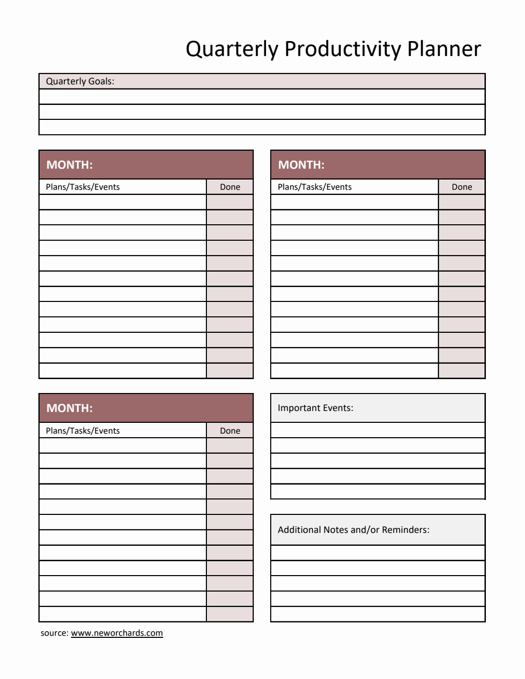 Free Excel Quarterly Planner (Professional)