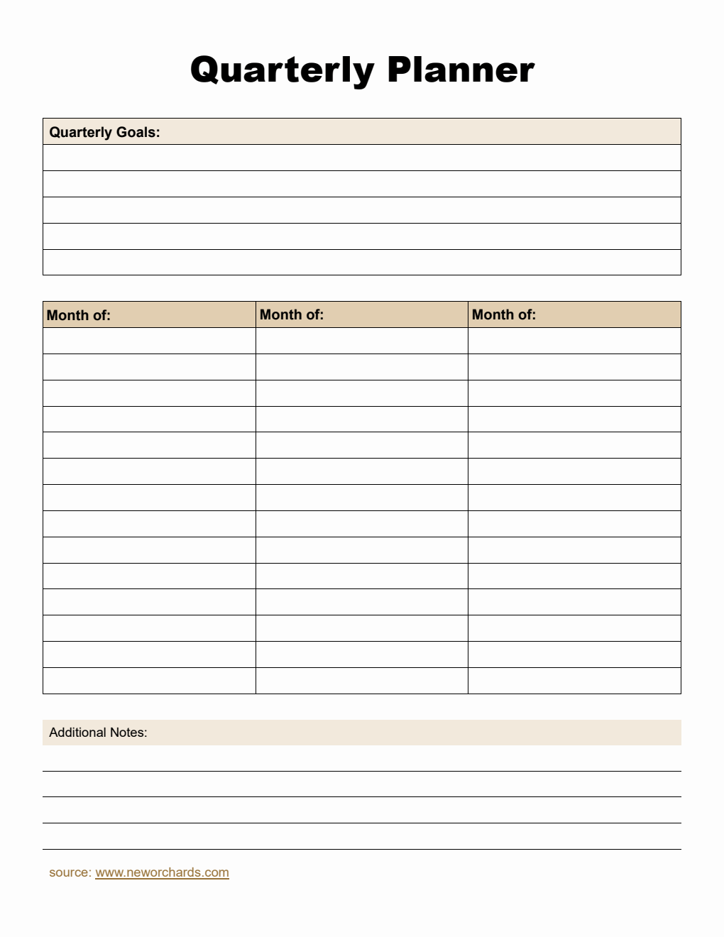 Free PDF Quarterly Planner (Customizable)