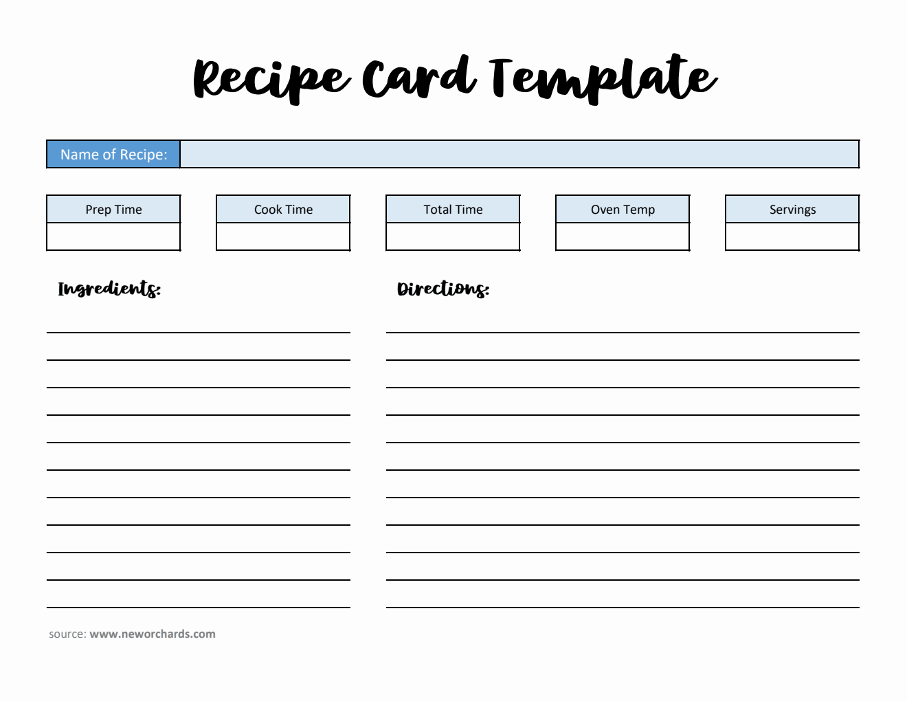 Free Recipe Card Template in Excel Format