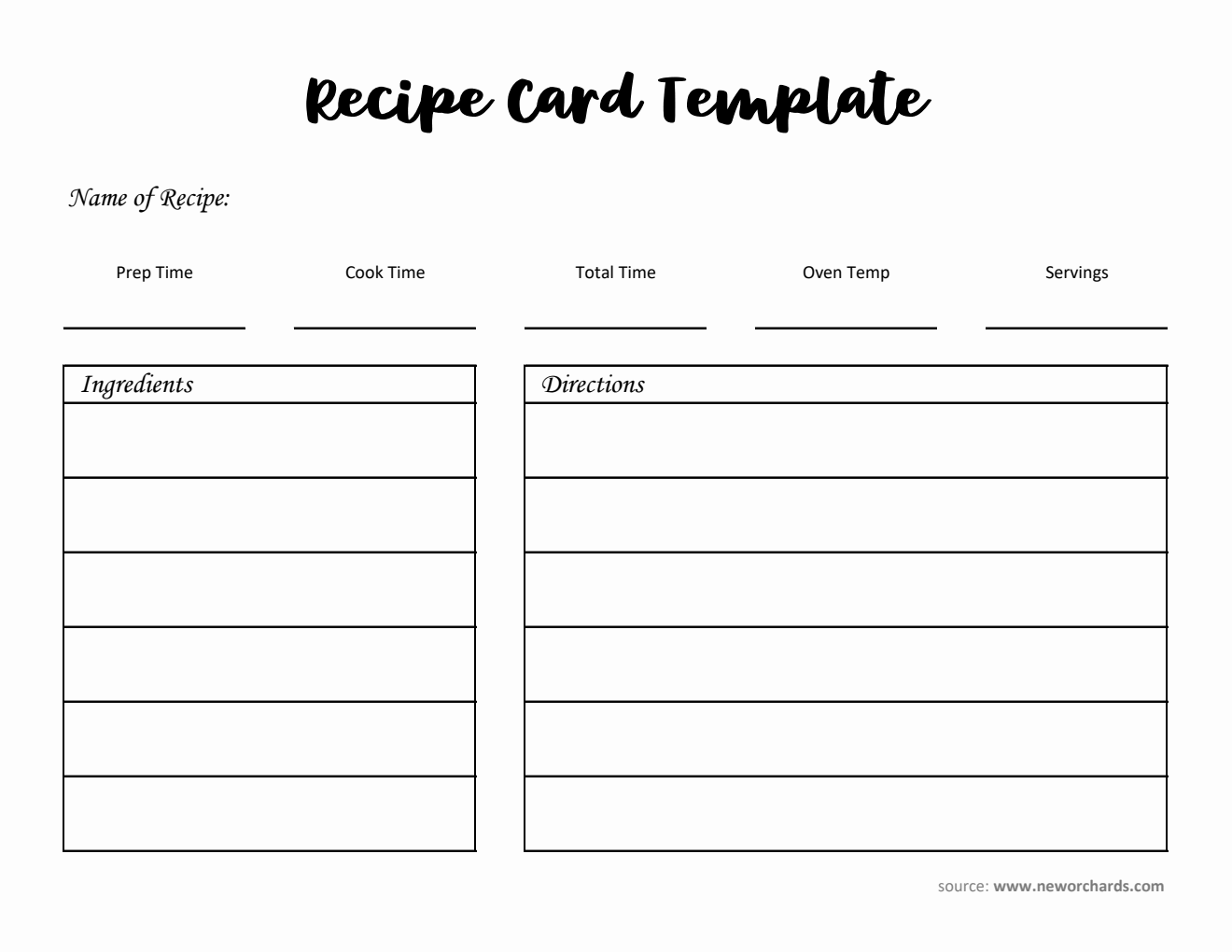 Free Recipe Card Template in Excel Format