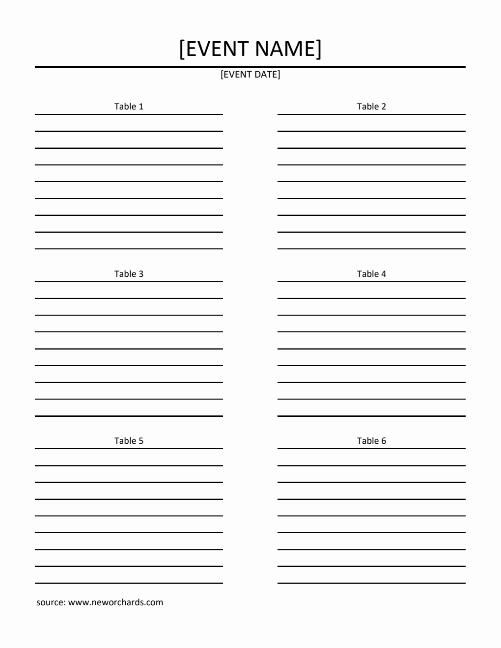 Free  Seating Chart Template in Excel
