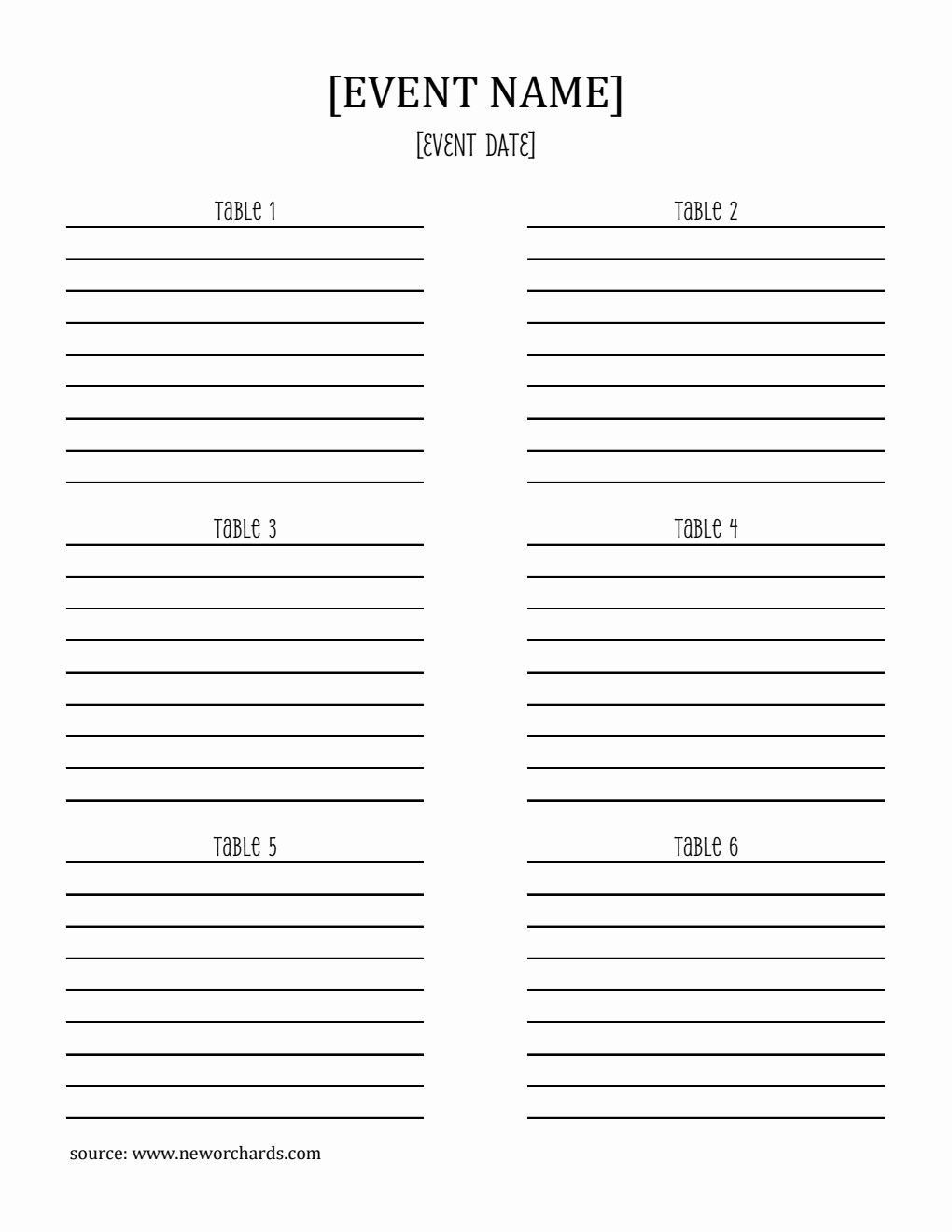 Free Printable Seating Chart Template in Excel