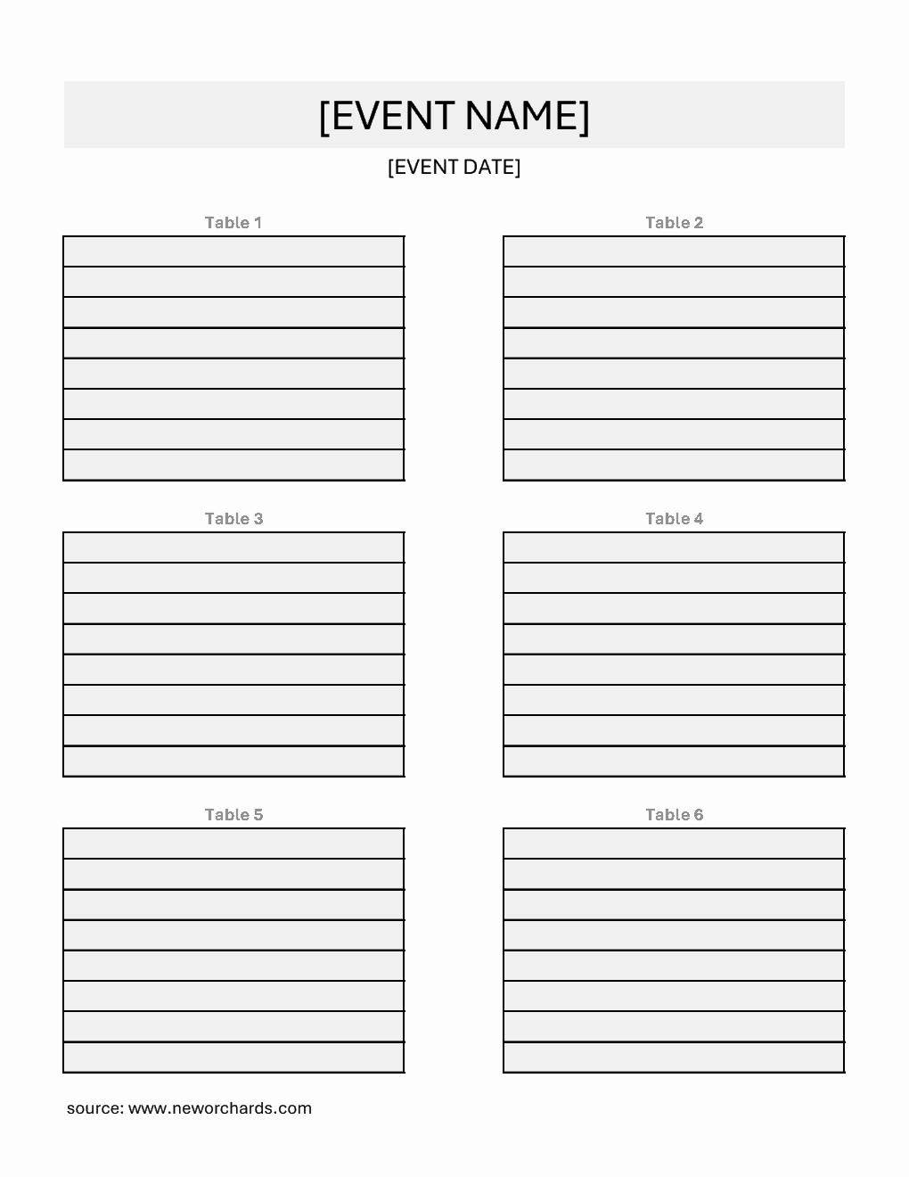 Free Downloadable Seating Chart Template in Excel