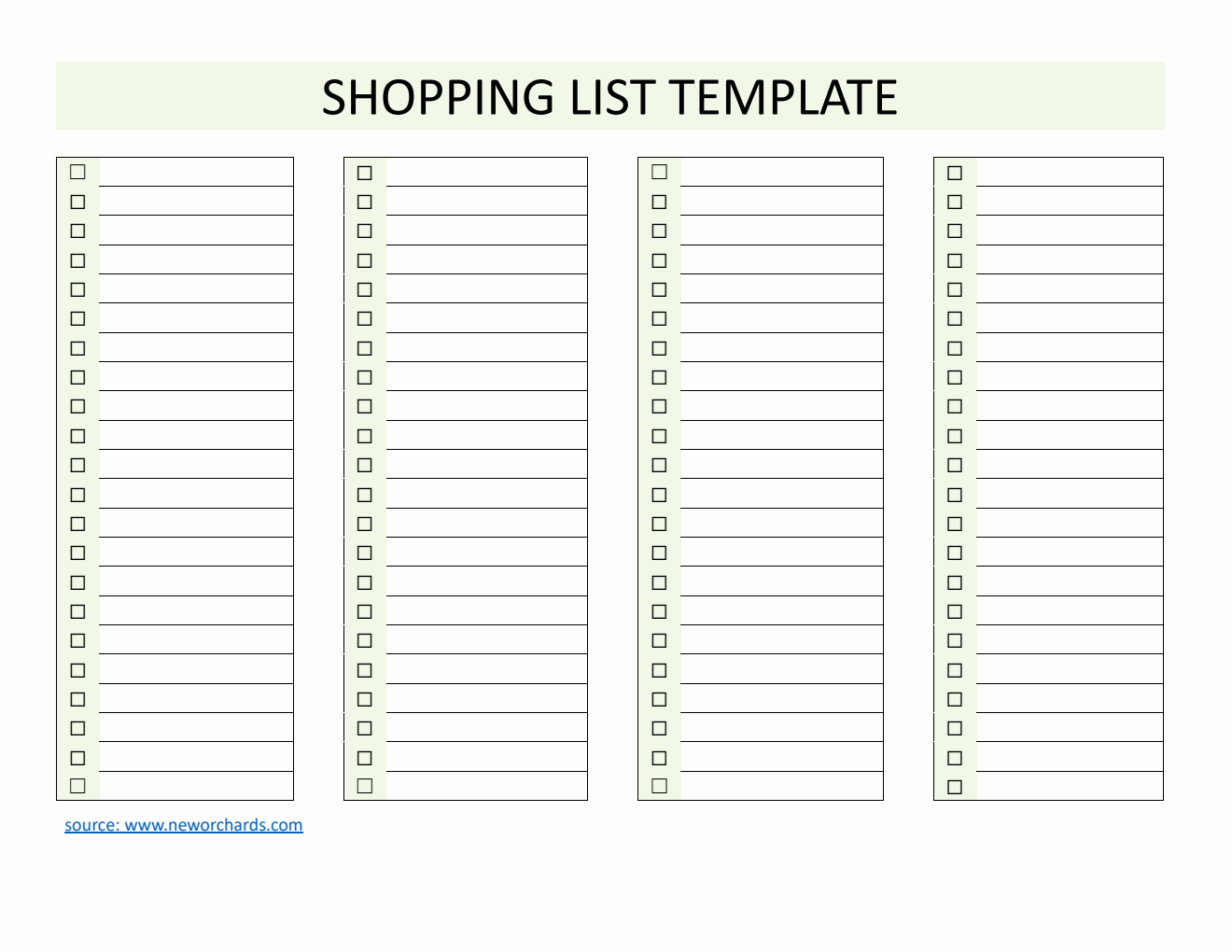  Shopping List Template | Free Word Download