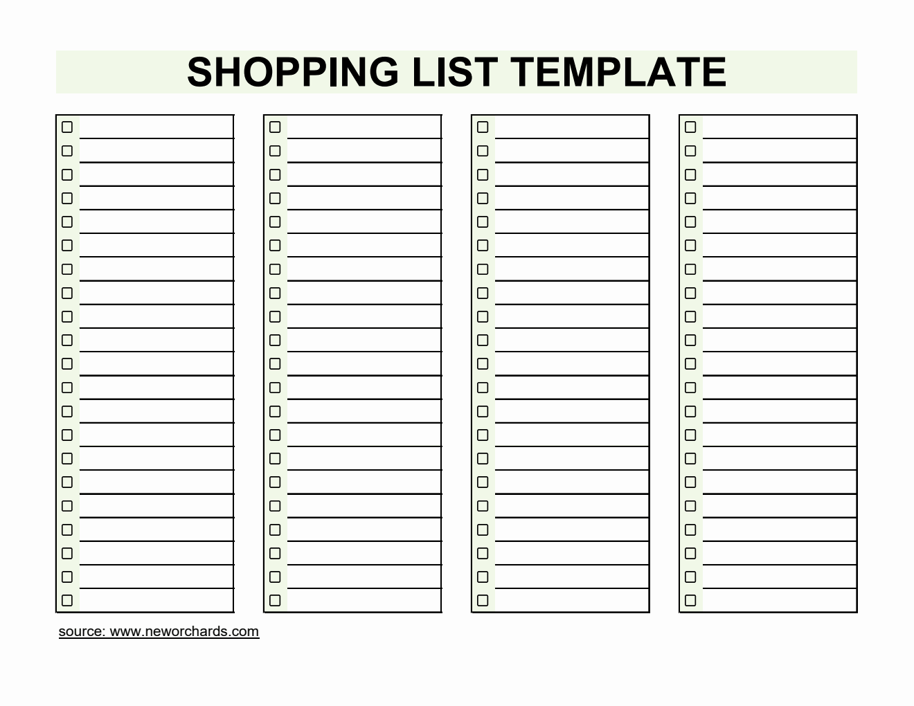  Shopping List Template | Free Excel Download