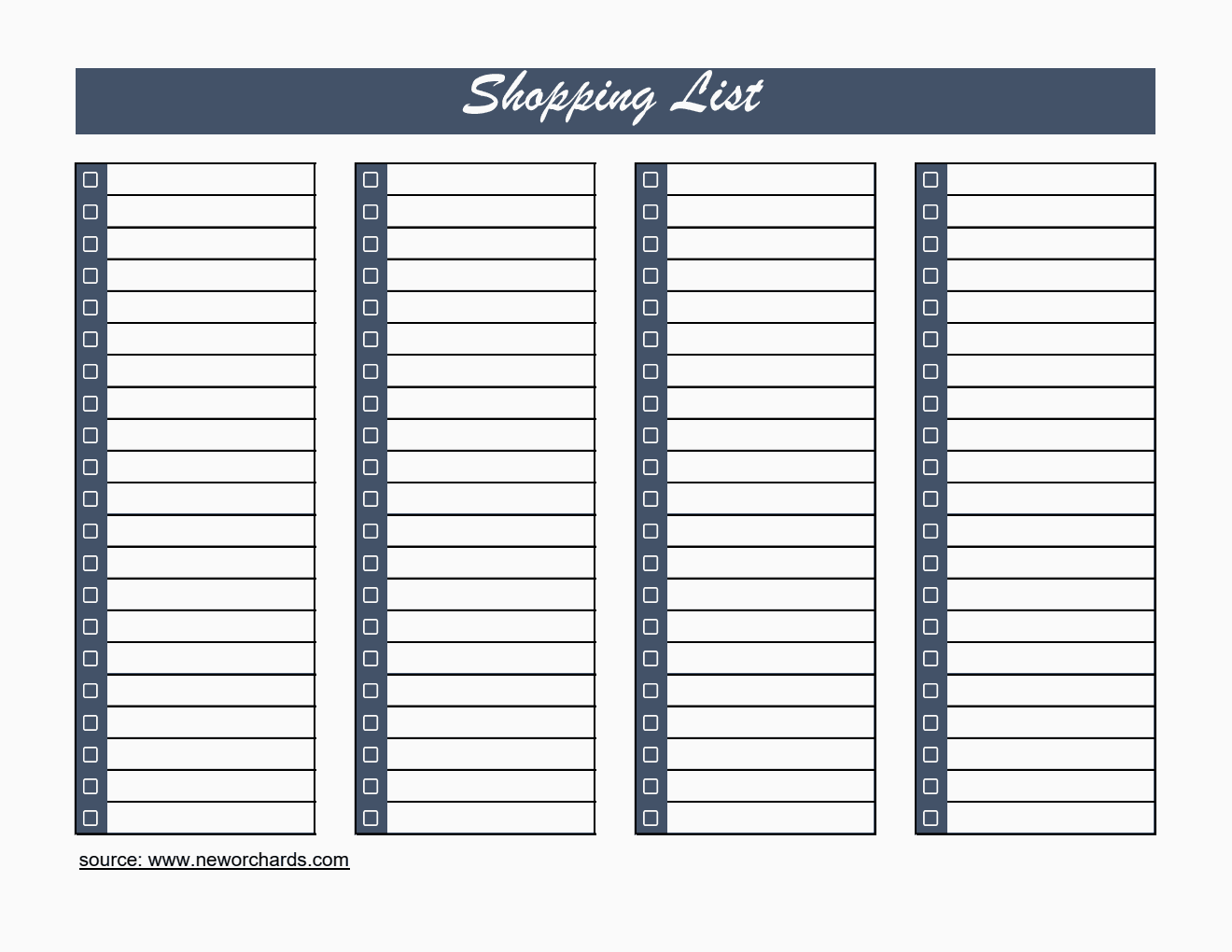 Editable Shopping List Template | Free Excel Download
