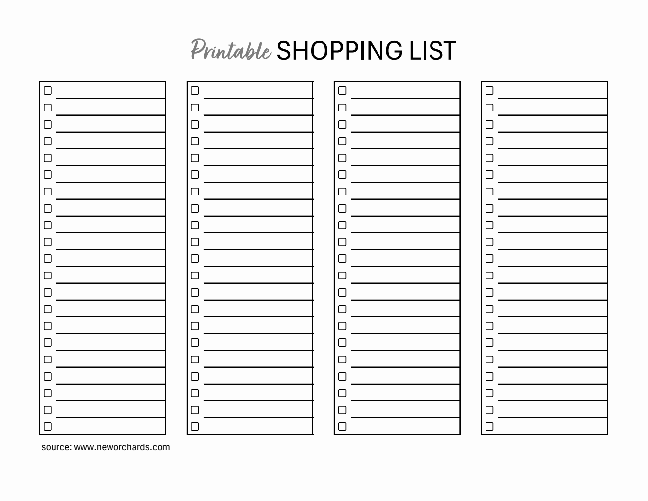 Printable Shopping List Template | Free Excel Download