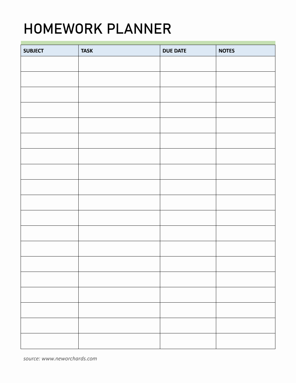 Student Planner Template - Free Word Download (Simple)