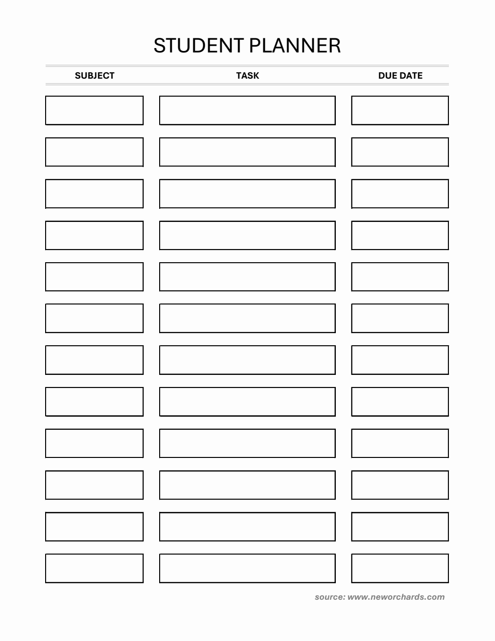 Student Planner Template - Free Excel Download (Printable)