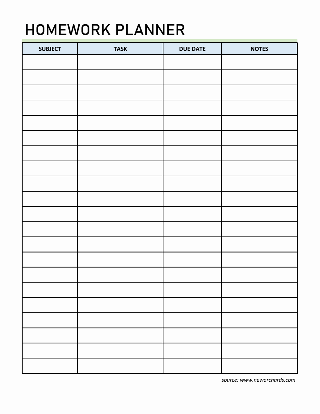 Student Planner Template - Free Excel Download (Simple)