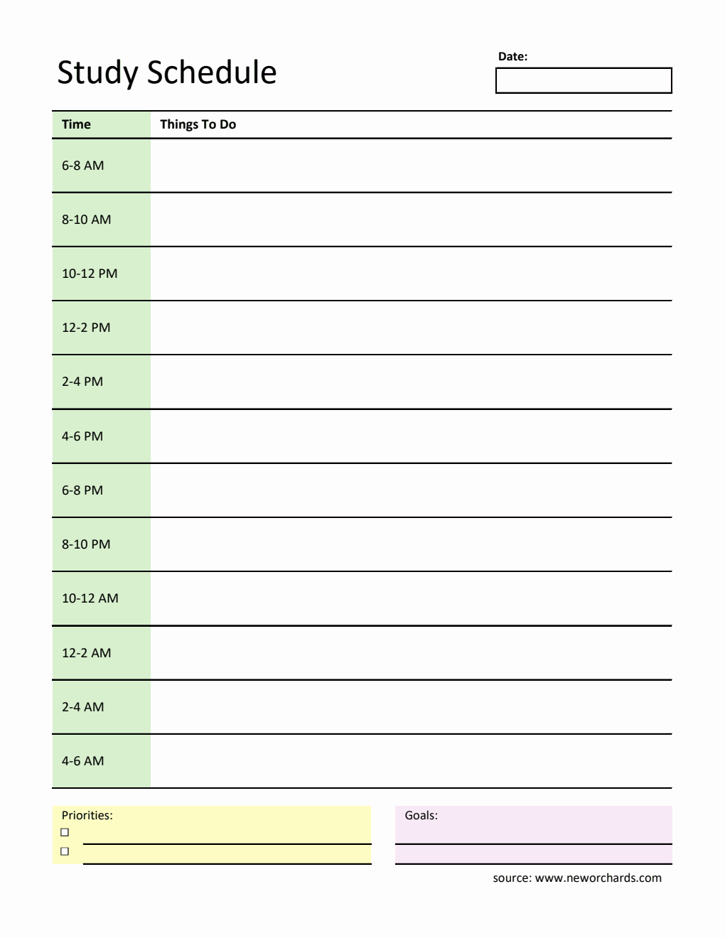Free  Study Planner in Excel