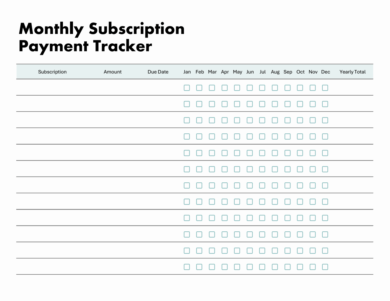 Free Customizable Subscription Tracker Template -- Excel