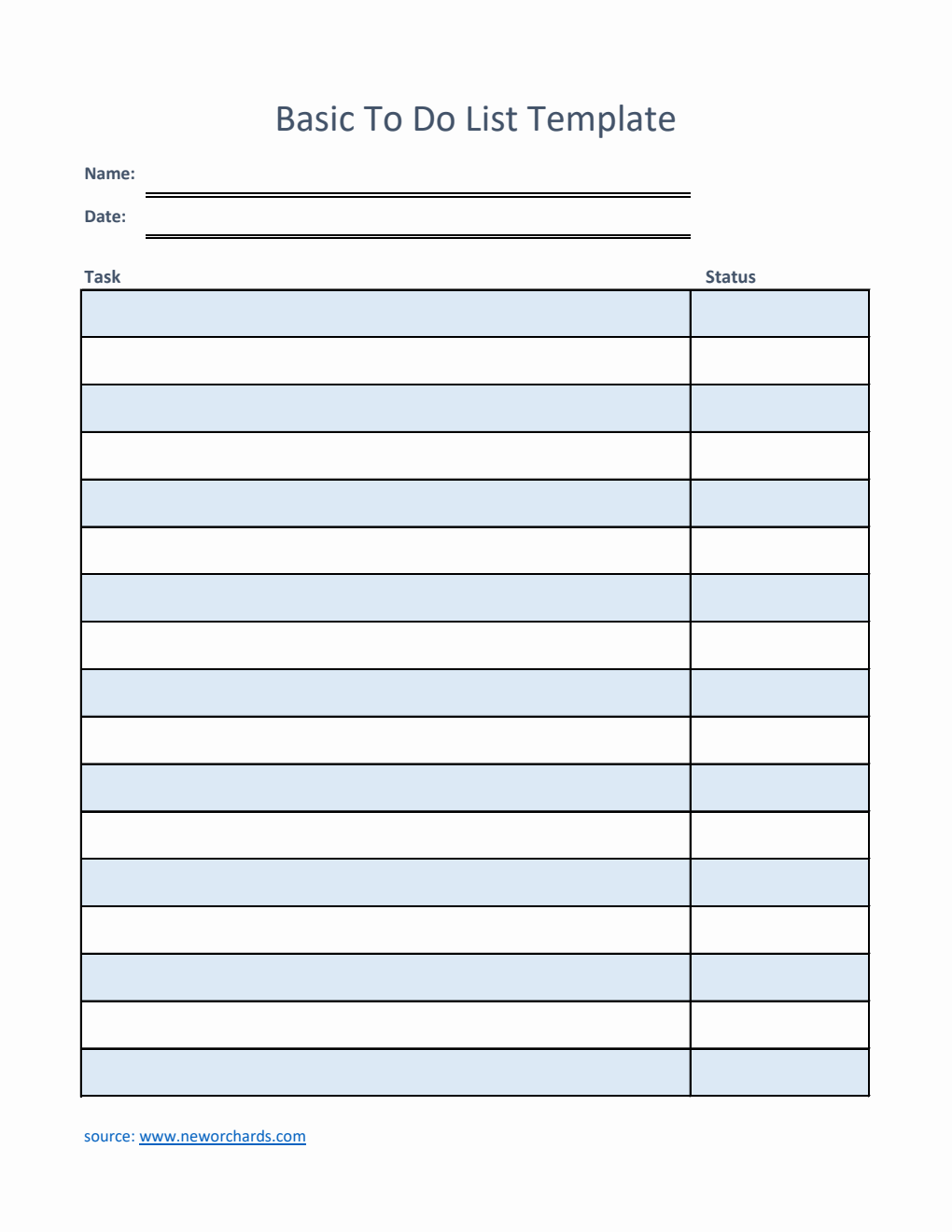 To Do List Template Excel (Blue)