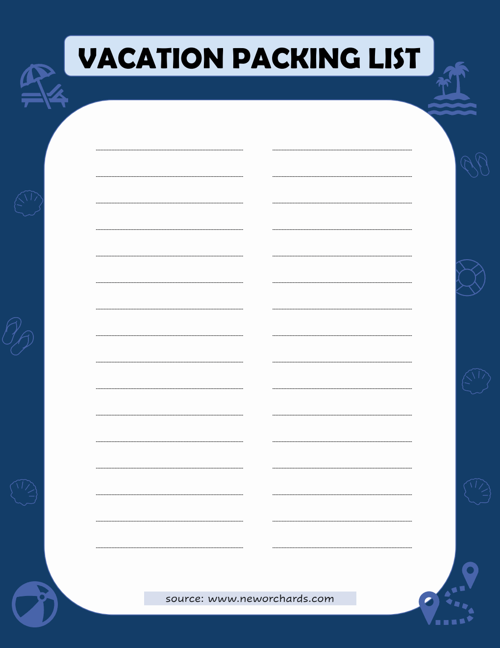 Customizable Travel Packing Checklist Word