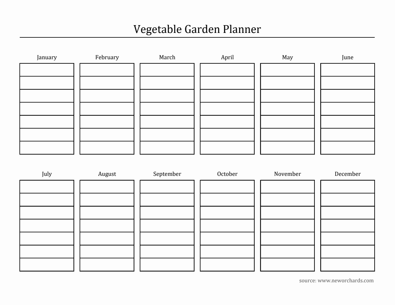 Free Printable Vegetable Garden Planner in Excel