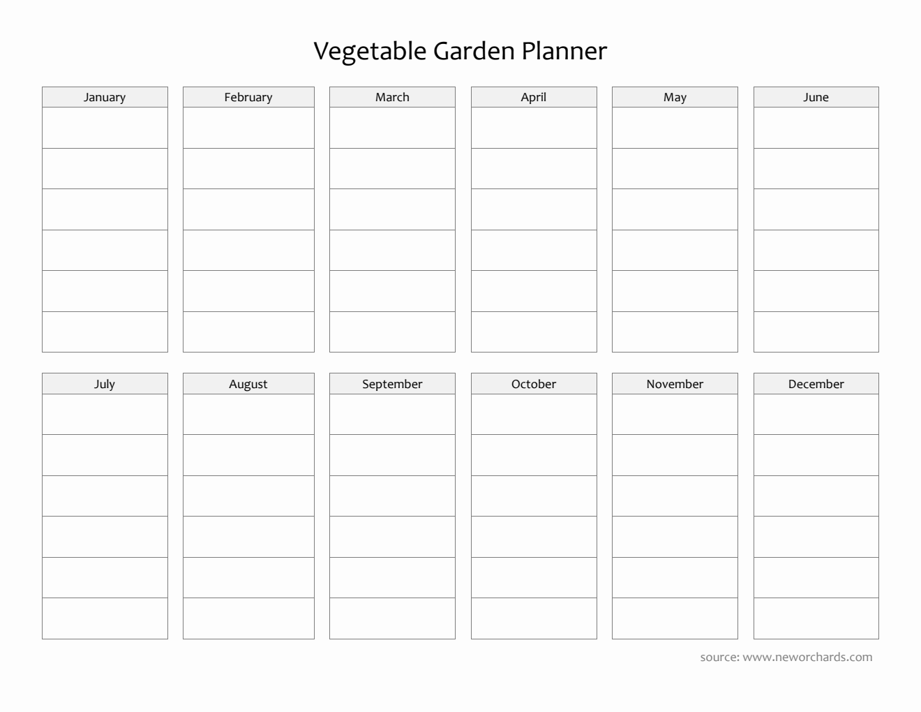 Free Blank Vegetable Garden Planner in Word