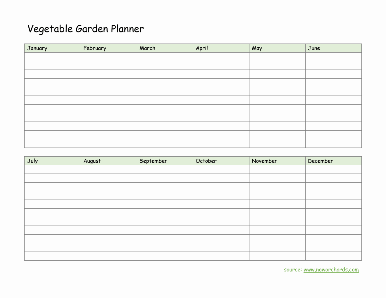 Free  Vegetable Garden Planner in Word