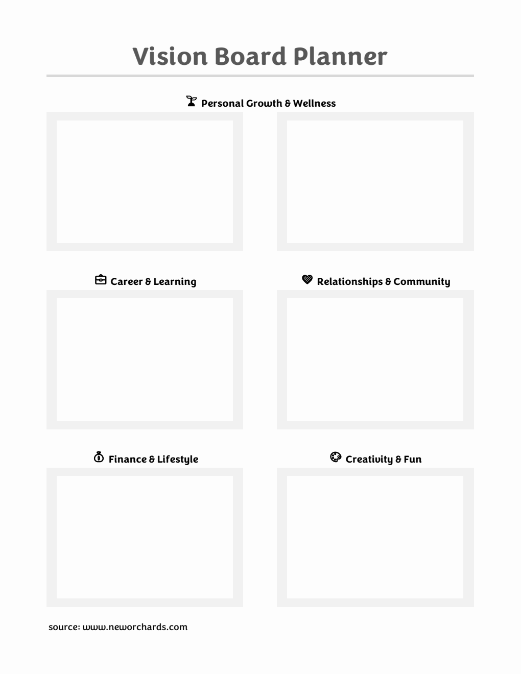 Printable Vision Board Planner | Free Excel Download