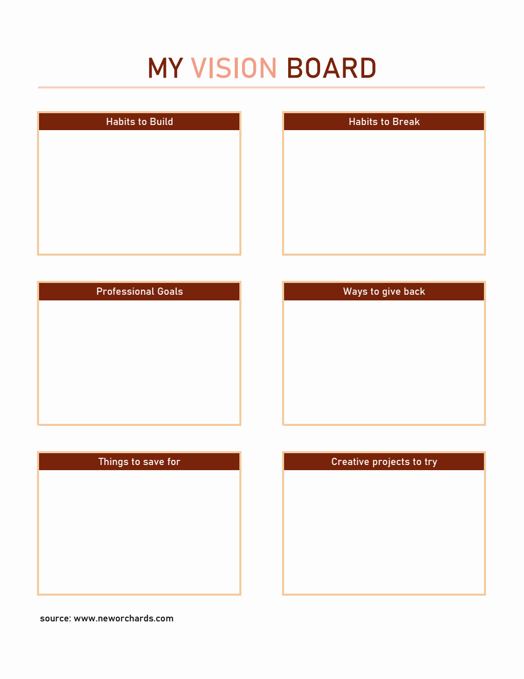 Customizable Vision Board Planner | Free Excel Download