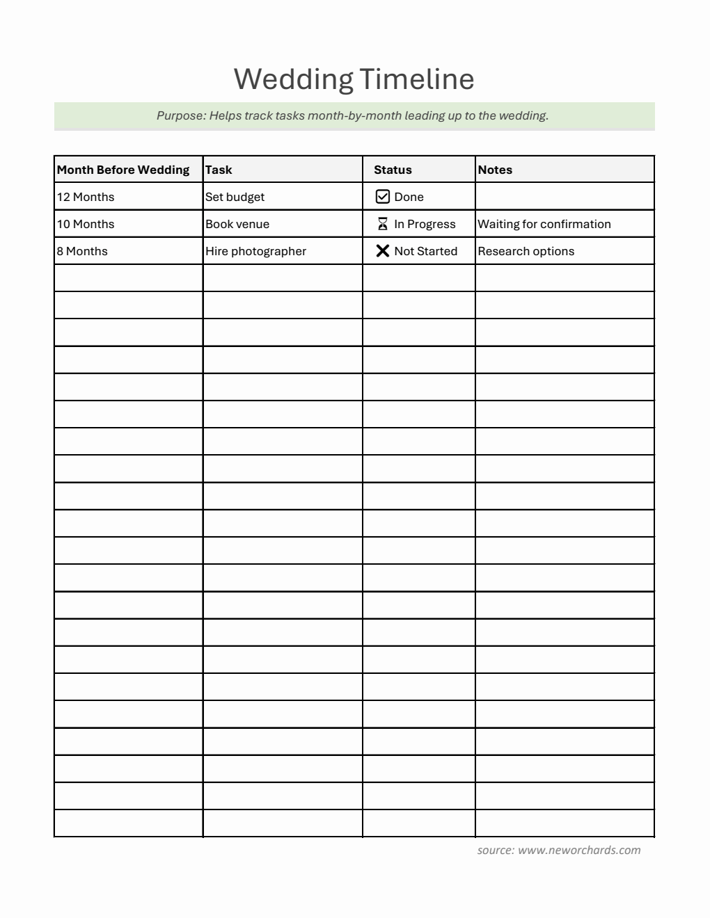  Wedding Timeline Template in Excel