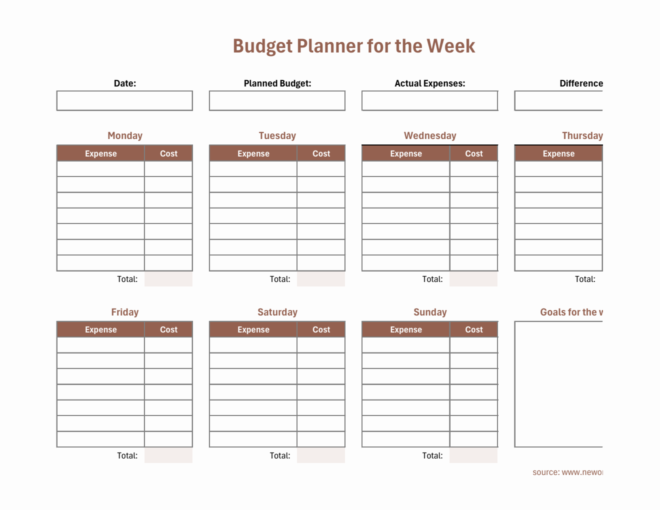 Downloadable Excel Weekly Budget Spreadsheet - Smart Expense Tracker with Auto-Calculations
