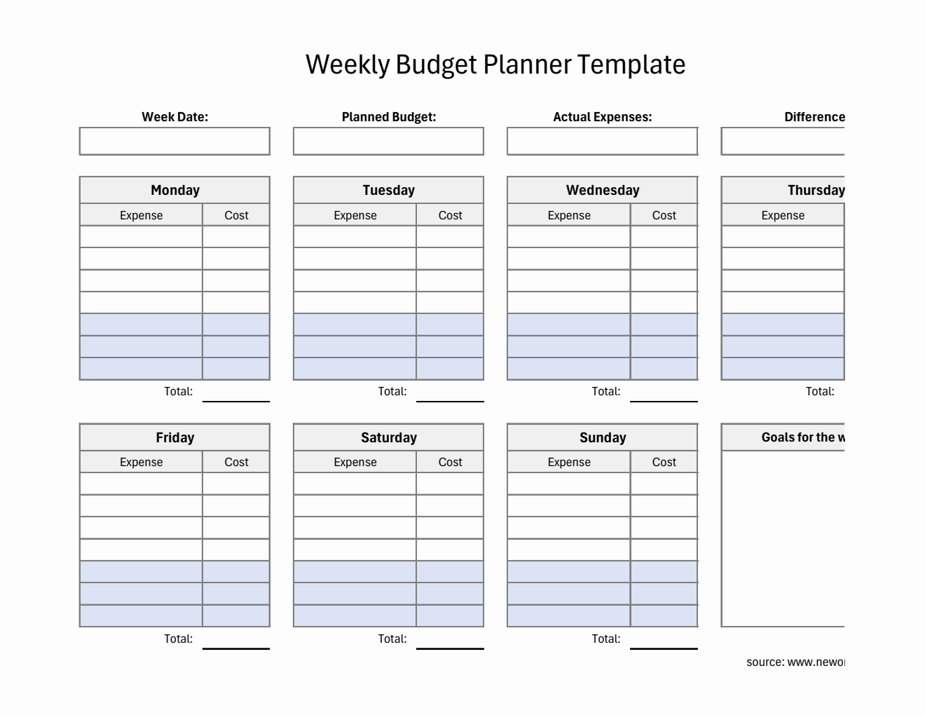 Striped Excel Weekly Budget Spreadsheet - Smart Expense Tracker with Auto-Calculations