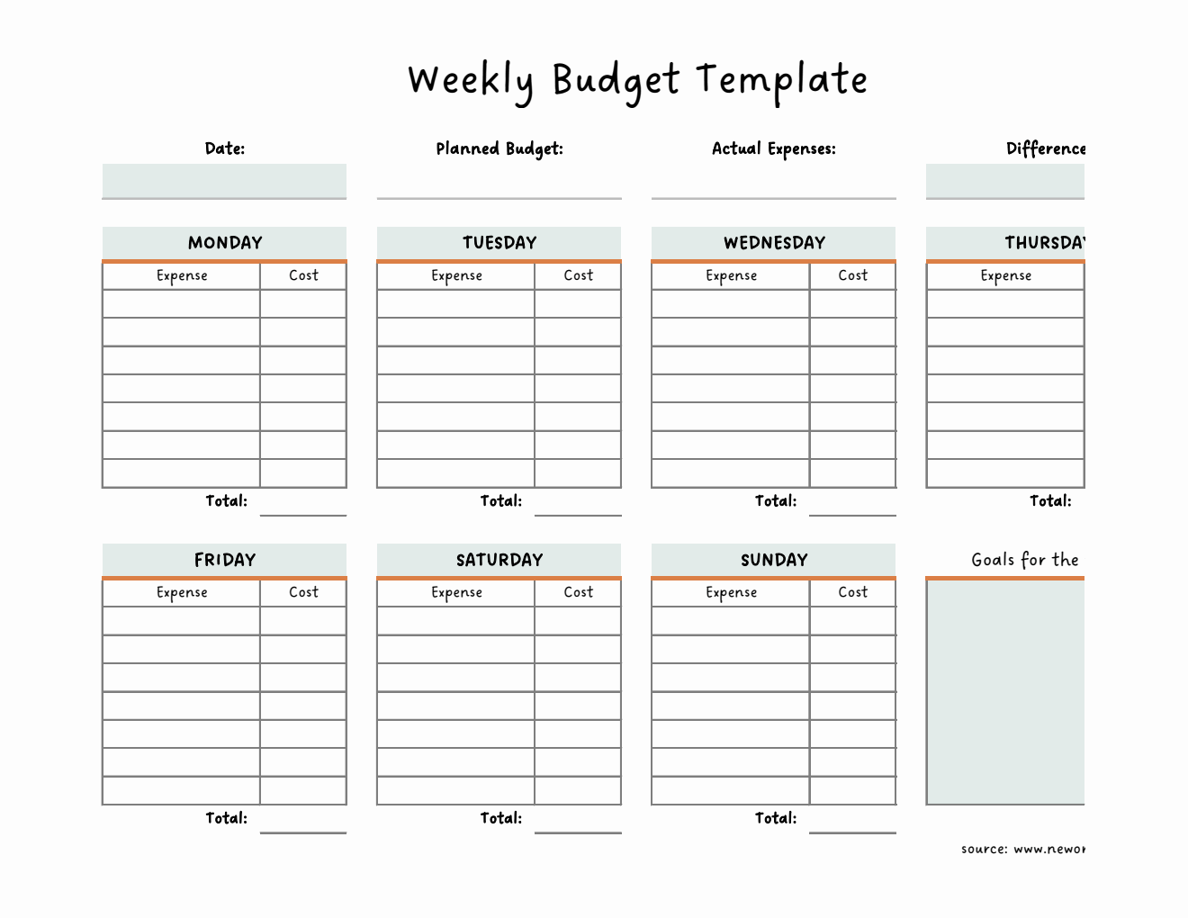 Fillable Excel Weekly Budget Planner Template - Automated Expense Tracking & Budget Management