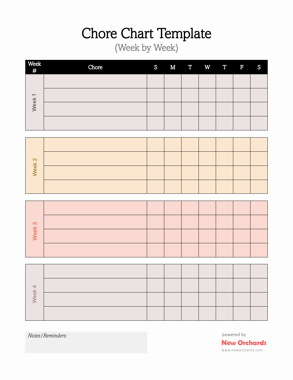 Customizable Chore Chart Template | Free Printable in Word